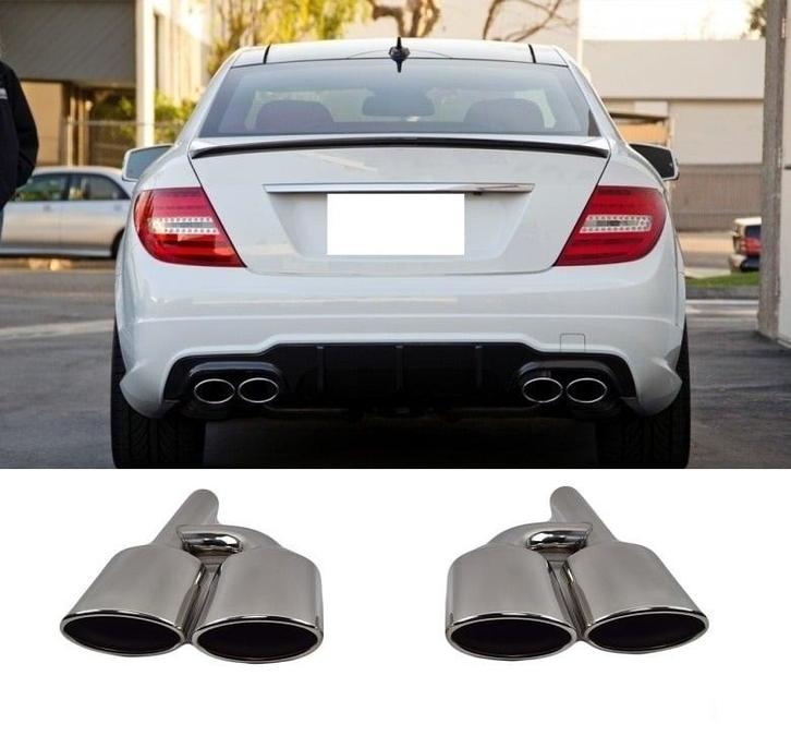 C63 AMG Look Uitlaat Sierstuk set voor Mercedes Benz C-Klass, Auto diversen, Tuning en Styling, Ophalen of Verzenden