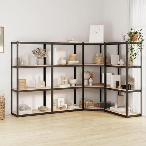 vidaXL Opbergrekken 4 st 4-laags staal en bewerkt hout, Huis en Inrichting, Kasten | Stellingkasten, Nieuw, Verzenden