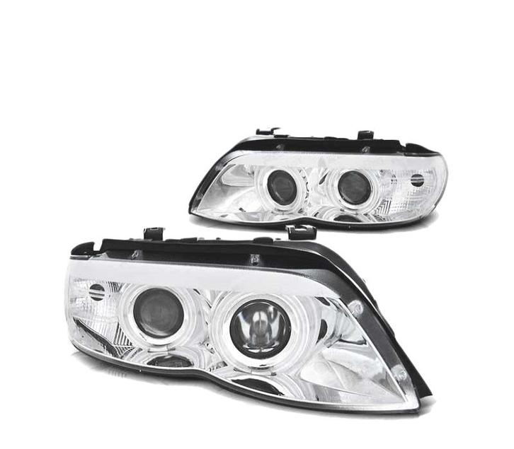 Phares Pour Bmw X5 E53 03-06 Angel Eyes Ccfl Chromé, Auto-onderdelen, Verlichting, Verzenden