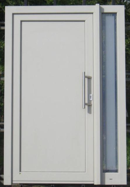 pvc buitendeur , voordeur , deur 133 x 198 wit / kiezelgrijs, Doe-het-zelf en Bouw, Deuren en Vliegenramen, Nieuw, Glas, Kunststof
