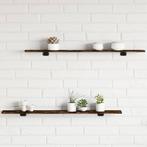 vidaXL Wandschappen 4 st 100x10x1,5 cm bewerkt hout gerookt, Huis en Inrichting, Woonaccessoires | Wandplanken en Boekenplanken