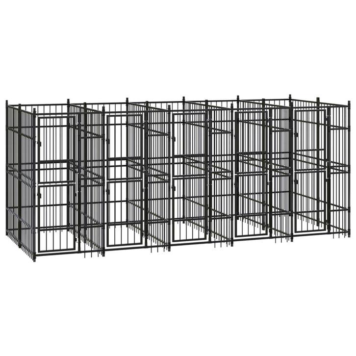 vidaXL Hondenkennel 9,22 m² staal, Dieren en Toebehoren, Hondenbenches, Nieuw, Verzenden