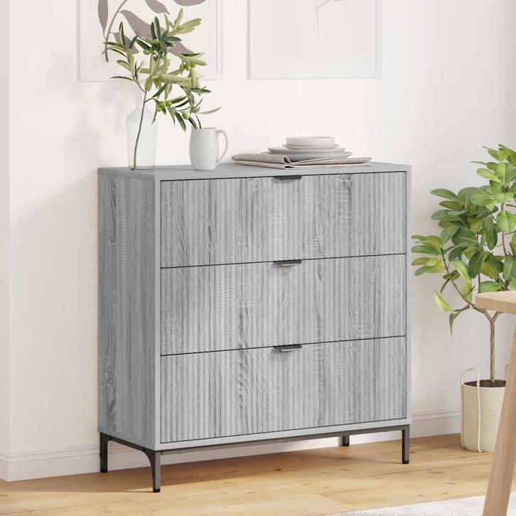 vidaXL Dressoir met lade Grijs sonoma 79.5 x 33 x 82 cm, Huis en Inrichting, Kasten | Dressoirs, Nieuw, Verzenden