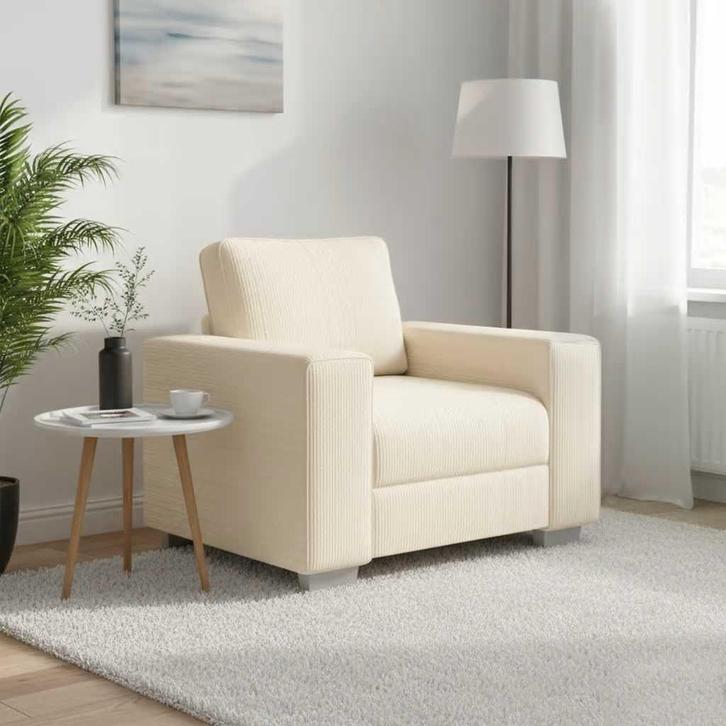vidaXL Sofastoel Crème 100x77x82 cm Corduroy Stof, Maison & Meubles, Canapés | Salons, Envoi