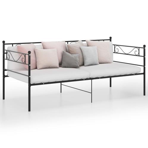 vidaXL Cadre de canapé-lit Noir Métal 90x200 cm, Maison & Meubles, Chambre à coucher | Lits, Neuf, Envoi