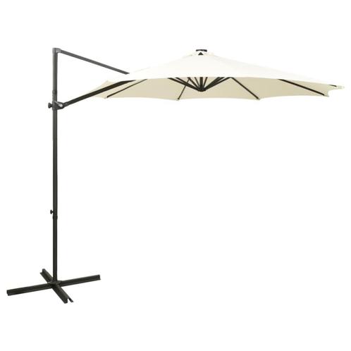 Grote Zweefparasol LED Zandkleur | Tweede Kansje | Nu -40%!, Tuin en Terras, Parasols, 3 tot 4 meter, Kantelbaar, Nieuw, Zweefparasol