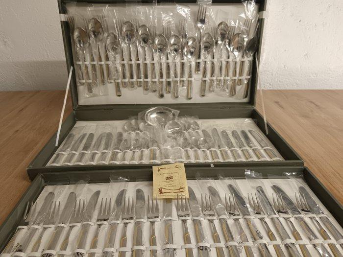 Sciola - Bestekset voor 12 personen (74) - Staal, Verguld, Antiek en Kunst, Antiek | Meubels | Tafels