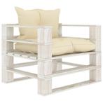 vidaXL Tuinbank met crèmekleurige kussens pallet hout, Tuin en Terras, Verzenden, Nieuw