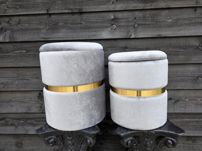 Poef (2) - Fluweel, Messing - Luxe opslag, Huis en Inrichting, Overige Huis en Inrichting