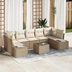 vidaXL 8-delige ligzetel set met kussens in beige poly, Tuin en Terras, Verzenden, Nieuw