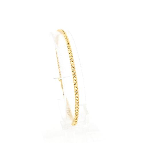 Gouden gourmetschakel armband | 19,5 cm, Handtassen en Accessoires, Armbanden, Overige kleuren, Gebruikt, Goud, Ophalen of Verzenden