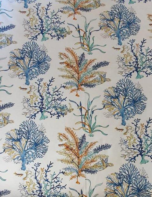 Esclusivo tessuto con Coralli - 300x280cm- Tartarughe -, Antiek en Kunst, Antiek | Tapijten, Tafelkleden en Textiel