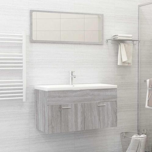 vidaXL 2-delige Badkamermeubelset bewerkt hout grijs sonoma, Huis en Inrichting, Badkamer | Badkamermeubels, Nieuw, Verzenden