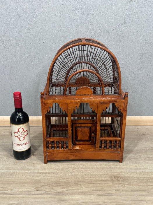 Vogelkooi - Hout - Een vintage houten vogelkooi, Antiek en Kunst, Curiosa en Brocante