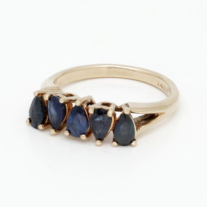 Ring - 14 karaat Geel goud - Saffier, Handtassen en Accessoires, Ringen