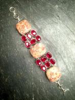 Argent, Jaspe peau de léopard, grenat - Bracelet, Verzamelen