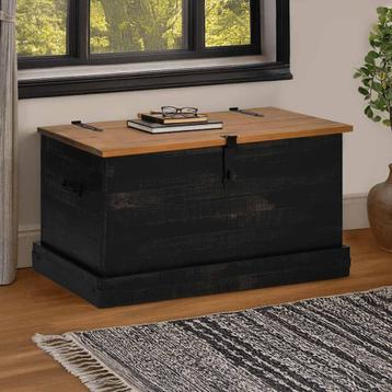 vidaXL Opbergkist HALDEN zwart 91x48x47 cm massief, Verzenden