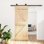 vidaXL Schuifdeur met beslag 70x210 cm massief grenenhout, Doe-het-zelf en Bouw, Deuren en Vliegenramen, Verzenden, Nieuw