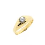 Gouden ring met zirconia (gouden dames ring, geelgoud), Gebruikt, Overige kleuren, 19 tot 20, Ophalen of Verzenden