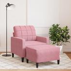 vidaXL Fauteuil met voetenbank 60 cm fluweel roze, Verzenden, Nieuw