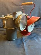 Lampe (2) - Bois, Laiton - lampe à carbure, Antiek en Kunst