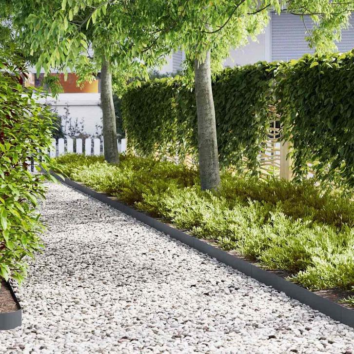 vidaXL Gazonranden 10 pcs Antraciet 100 x 0.5 x 15 cm Staal, Tuin en Terras, Bielzen en Borduren, Nieuw, Verzenden