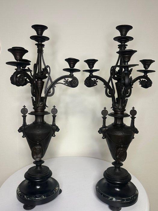 Candélabre (2) - Marbre, Bronze, Régule, Antiek en Kunst, Antiek | Overige Antiek