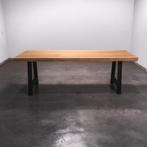 Boomstamtafel, Eettafel 238x94 massief hardhout, metaalpoot, Huis en Inrichting, Tafels | Eettafels, Overige houtsoorten, Robuust Modern