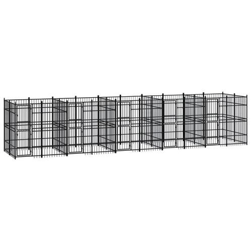 vidaXL Hondenkennel 18,43 m² staal, Dieren en Toebehoren, Hondenbenches, Nieuw, Verzenden