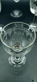 Portglas (6) - Fijn Geëtst Kroon-/Wapenmotief - Glas -, Antiek en Kunst