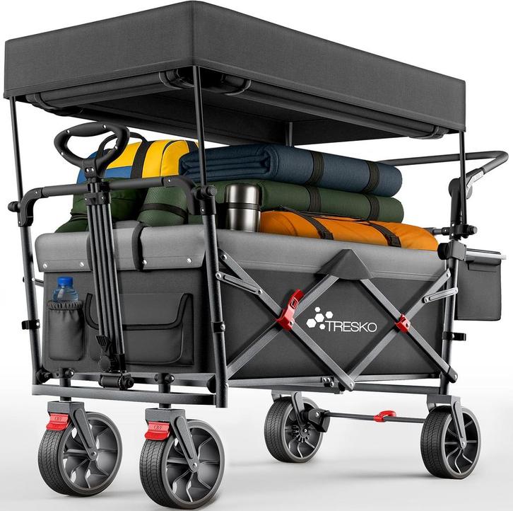 TRESKO® Opvouwbare bolderkar met dak, koelvak en zijrolluike, Caravanes & Camping, Meubles de camping, Envoi