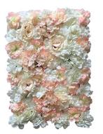 Flowerwall flower wall 40*60cm. 9 peach zalm wittinten rozen, Nieuw