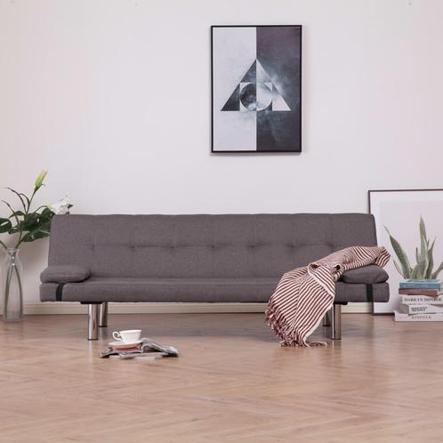 vidaXL Canapé-lit avec deux oreillers Taupe Polyester, Maison & Meubles, Canapés | Salons, Neuf, Envoi