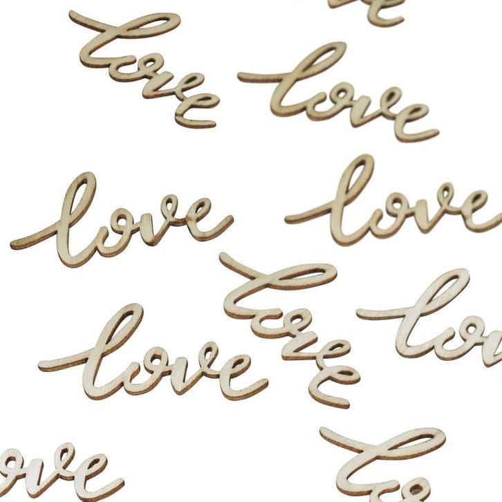 Love Tafelconfetti Hout 5,5cm 25st, Hobby en Vrije tijd, Feestartikelen, Nieuw, Verzenden
