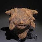 Veracruz, Mexico Terracotta Lachende kop. 8,5 cm H. Spaans