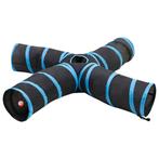 vidaXL Kattentunnel 4-voudig 25 cm polyester zwart en blauw, Kinderen en Baby's, Verzenden, Nieuw