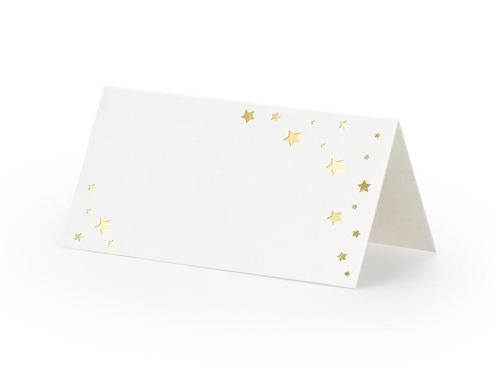 Witte Naamkaartjes Gouden Sterren 9,5cm 10st, Hobby & Loisirs créatifs, Articles de fête, Envoi