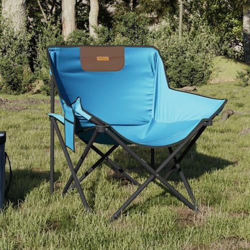 vidaXL Campingstoelen 2 st met vakje inklapbaar felblauw, Tuin en Terras, Tuinstoelen, Nieuw, Verzenden