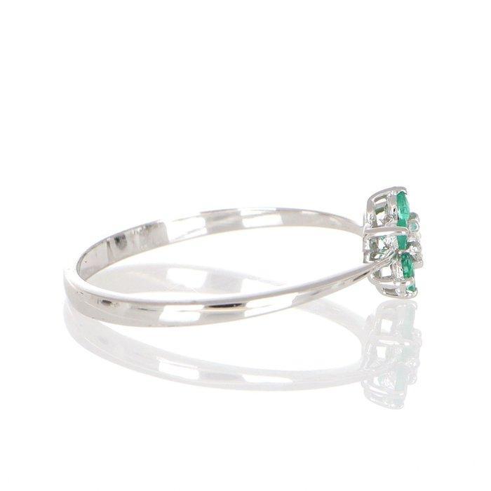 Zonder Minimumprijs - Ring - 18 karaat Witgoud Smaragd -, Handtassen en Accessoires, Ringen