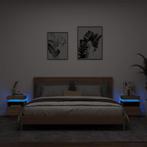 vidaXL Armoires de chevet avec lumières LED 2 pcs chêne, Maison & Meubles, Chambre à coucher | Tables de chevet, Neuf, Verzenden