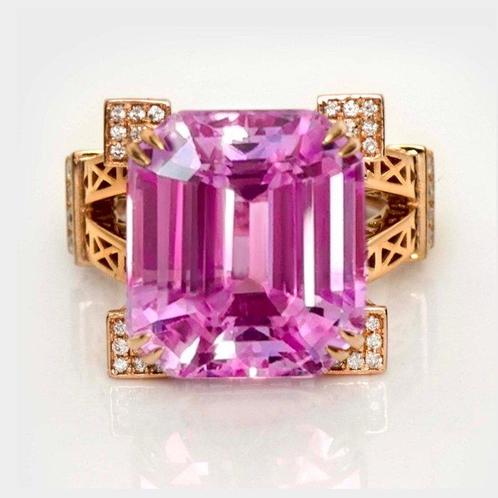 Zonder Minimumprijs - Ring - 18 karaat Roségoud, 18,07ct, Handtassen en Accessoires, Ringen