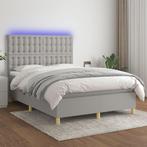 vidaXL Boxspring met matras en LED stof lichtgrijs 140x200, Verzenden, Nieuw