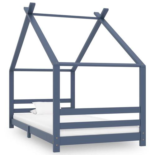 vidaXL Kinderbedframe massief grenenhout grijs 90x200 cm, Kinderen en Baby's, Kinderkamer | Bedden, Nieuw, Verzenden