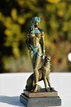 Statue, cleopatra - 25 cm - marbre en bronze