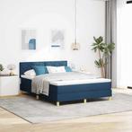 vidaXL Boxspringbed met Matras & LED Blauw 140x200 cm Stof, Huis en Inrichting, Verzenden, Nieuw