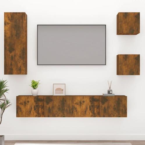 vidaXL Ensemble de meubles TV 5 pcs Chêne fumé Bois, Maison & Meubles, Armoires | Mobilier de télévision, Neuf, Envoi