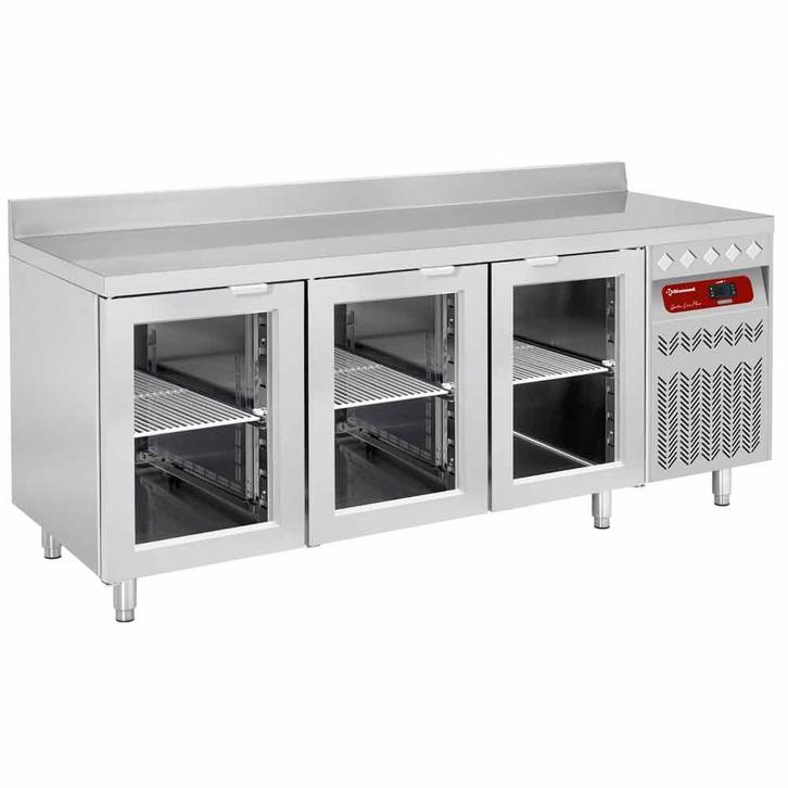 Wand- koeltafel geventileerd, 3 glazen deuren GN 1/1, 405 li, Zakelijke goederen, Horeca | Keukenapparatuur, Koelen en Vriezen