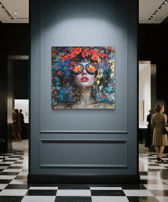 Nicole Lubbers - Where Flowers Meet Her Eyes XL, Antiek en Kunst, Kunst | Schilderijen | Modern