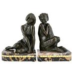 Pierre Le Faguays - Serre-livres (2) - Nymphe et Faune,, Antiek en Kunst