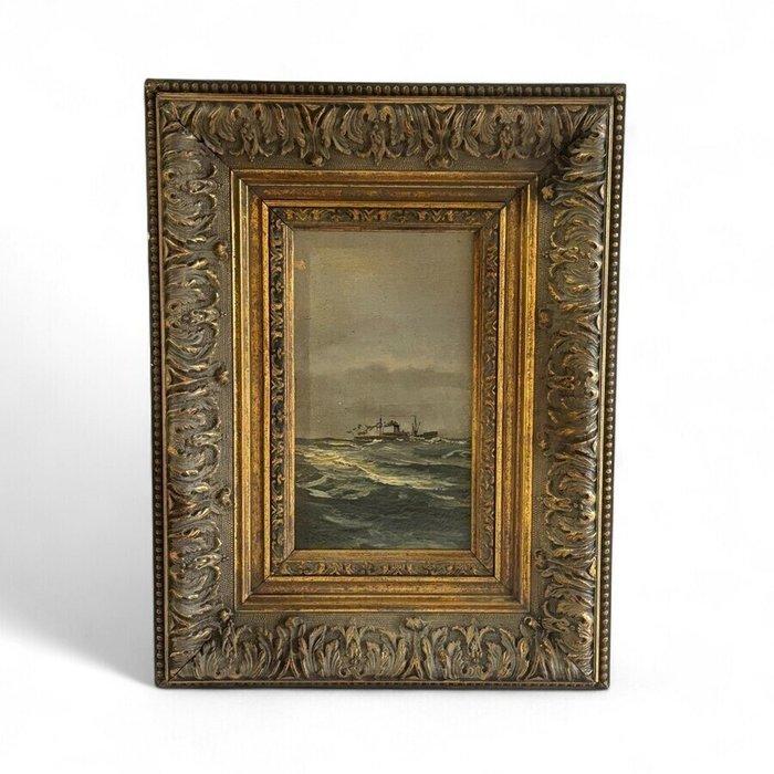 Belgische school (XX) Circle Romain Steppe - Stoomschip in, Antiquités & Art, Art | Peinture | Classique